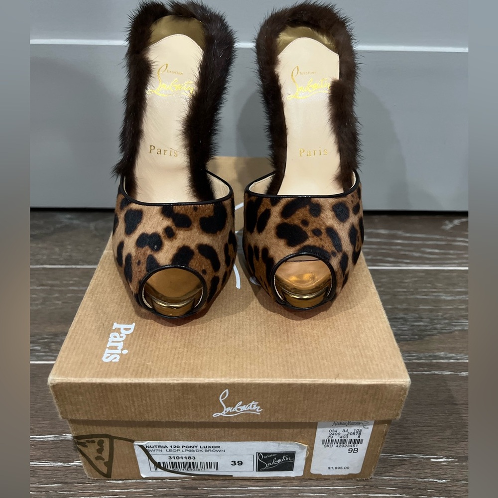 *Authentic* Christian Louboutin Nutria 120 Pony Luxor in Leopard Brown